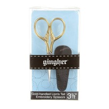 Gingher 3.5 Inch Gold-Handled Lion's Tail Embroidery Scissors 01-005870