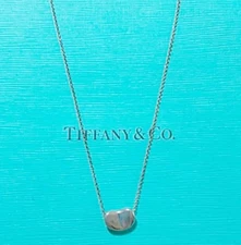 TIFFANY & Co Elsa Peretti Bean Small Sterling Silver925 Pendant necklace 11x8mm