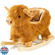 Baby Rocking Horse,Highlander Cattle Wooden Rocking Horse for Tod