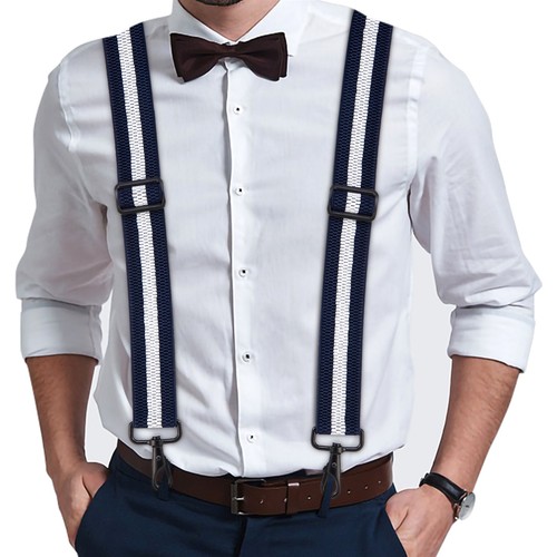 Buyless Fashion Suspender Men 48"" Adjustable Straps 1 1/2"" X Back Strong Hooks - Picture 35 of 98