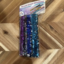 NIB Mermaid Sequin Slap Bracelets Set of 12