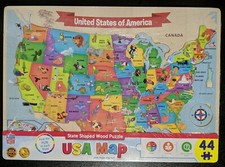 MasterPieces USA Wood Map - 44 Wood Piece Puzzle Homeschool Geography