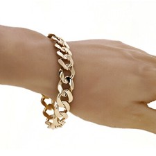 Men's 14k Solid Yellow Gold Cuban Bracelet Link Chain 8.5" 12.5mm 43 grams