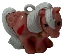 Vintage My Little Pony Ticklish Charmkins Mommy Charm Necklace MLP Pink Feather