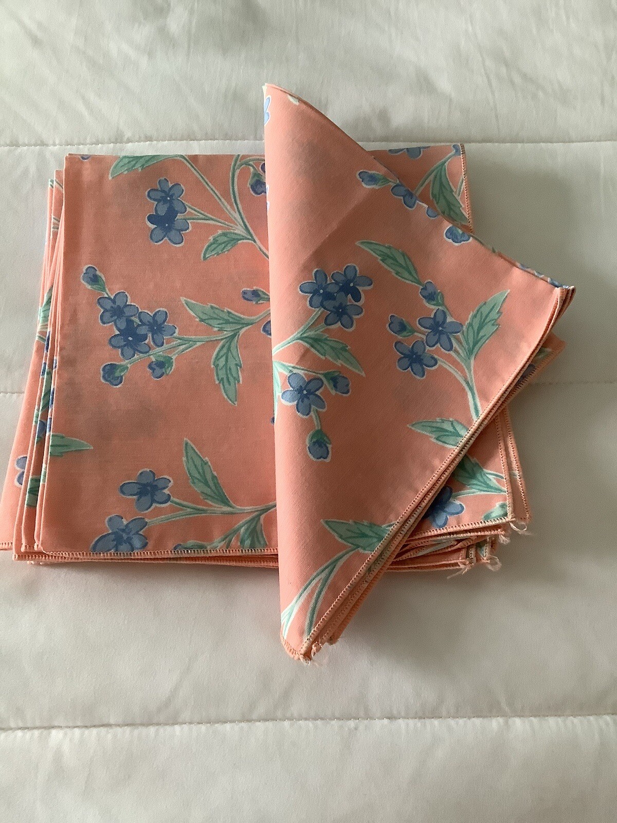 Pink Blue Easter Napkins Flowers Green Leaves Set of 6 Poly Blend Cloth eBay