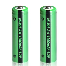 2pcs AA Ni-MH 1200mAh Rechargeable Battery 1.2V Batteries Button for Solar Light