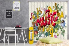 3D Fashion Music Doodle ZHUA1064 Photo Curtain Window Blockout Fabric Amy 2023