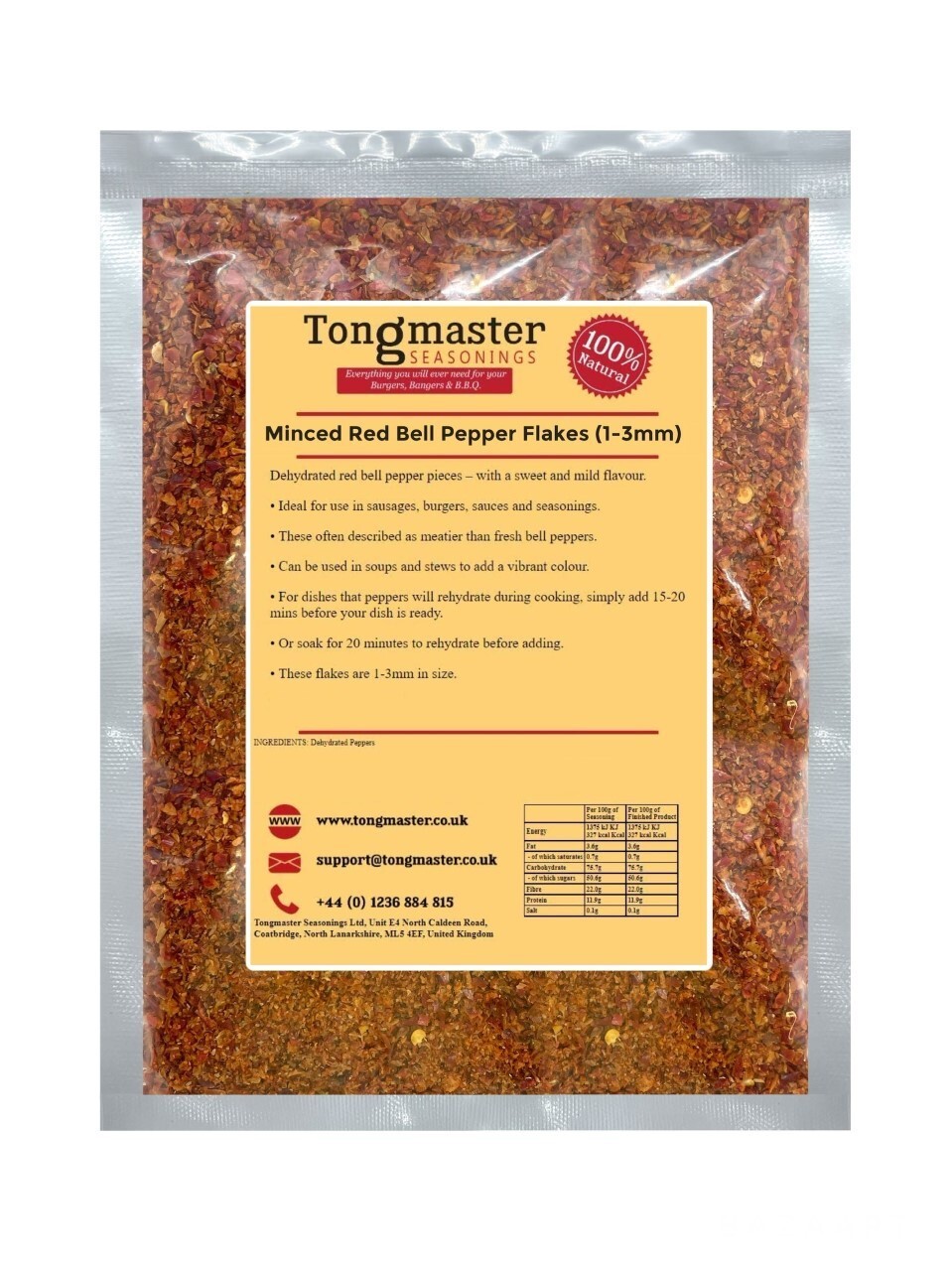 Minced Red Bell Pepper Granules (1-3mm) - 200g
