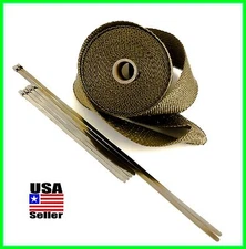 Titanium Lava Wrap Exhaust Turbo Manifold Pipe Header 2"x25' Stainless Ties Kit