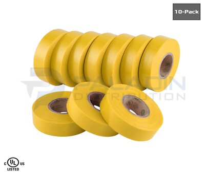 PVC Electrical Tape - Yellow   3/4  x 60    (10 Pack) UL Listed