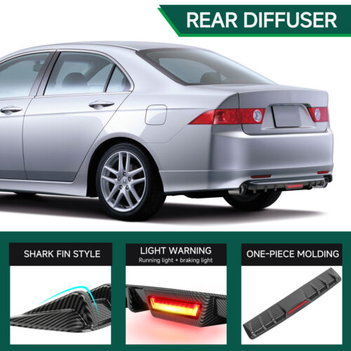 Carbon Fiber Rear Bumper Diffuser Splitter w/LED Tail Light For Toyota Corolla - Picture 3 of 20