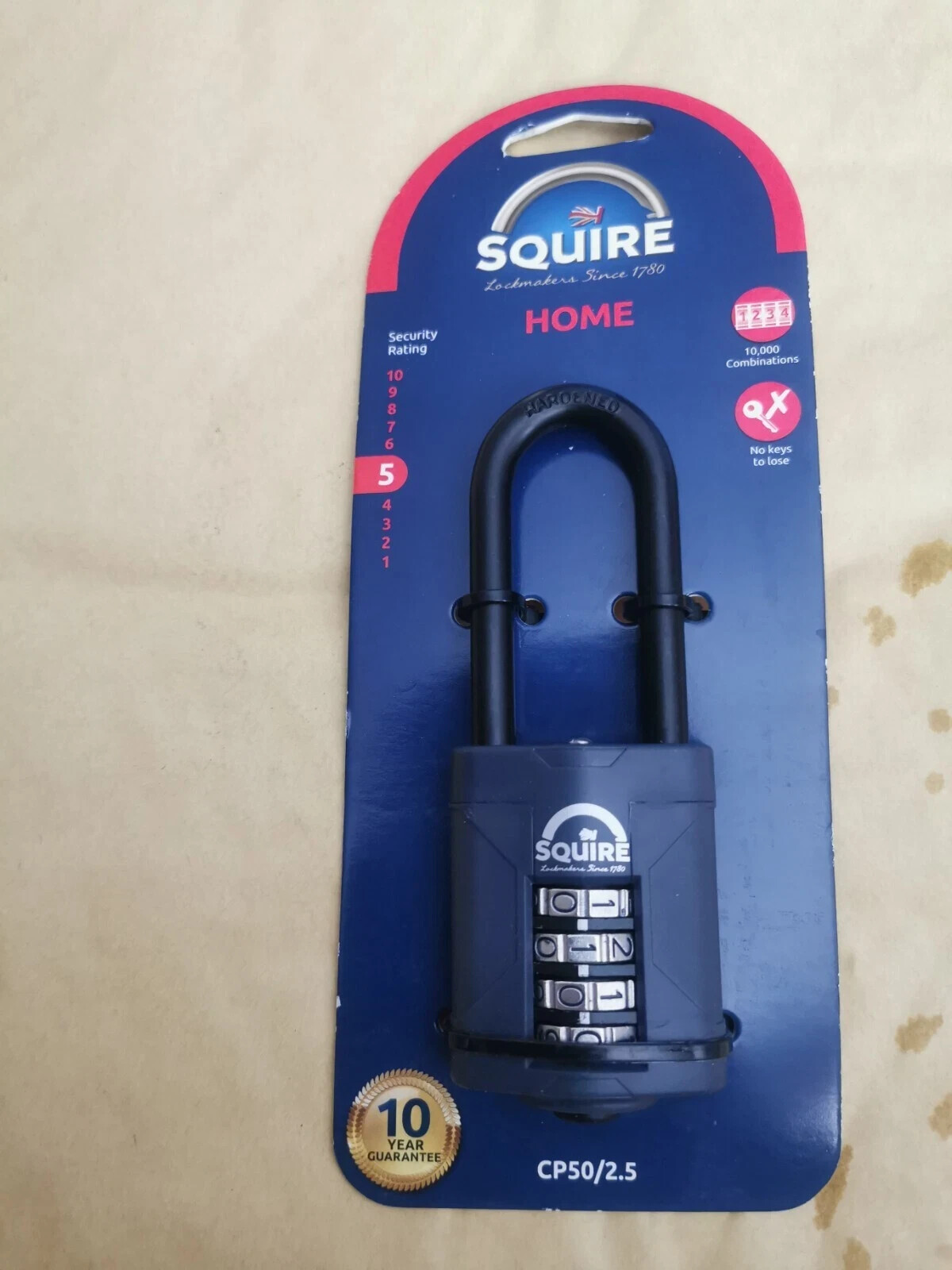 Squire Combination Weatherproof Padlock Combi CP50/2.5 50 x 8 x 63mm LS
