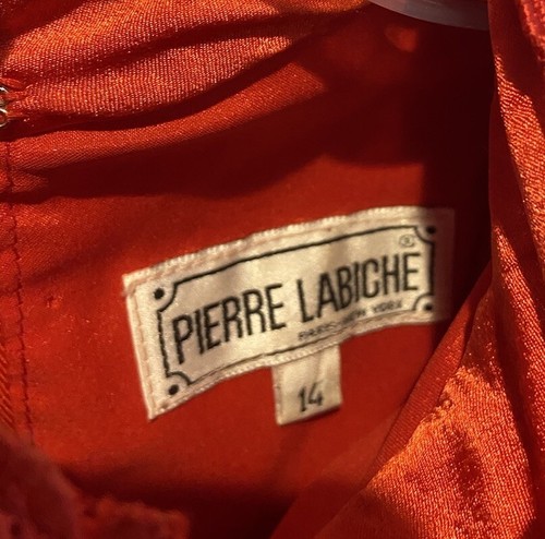 VINTAGE Dynasty Dress Pierre Labiche Red Paris Womens Pleated Chiffon Plisse - Picture 3 of 21