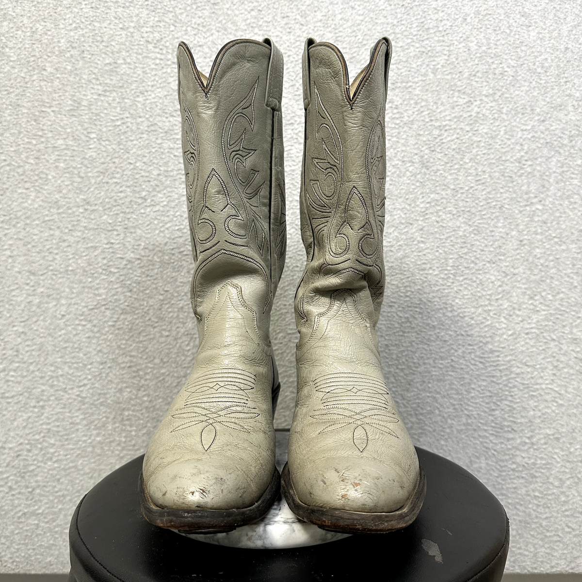 olathe boots mens 9.5 D gray leather western cowboy VTG usa  display picture 1