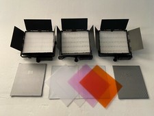 LED studio light w/ barn doors. Set of three with filters