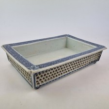 Antique 18thC Chinese Blue And White Reticulated Dish Planter 23.8cm