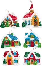 BucillaPlaid CHRISTMAS VILLAGE Felt Ornaments Kit New Release Set of 6 2nd ED.