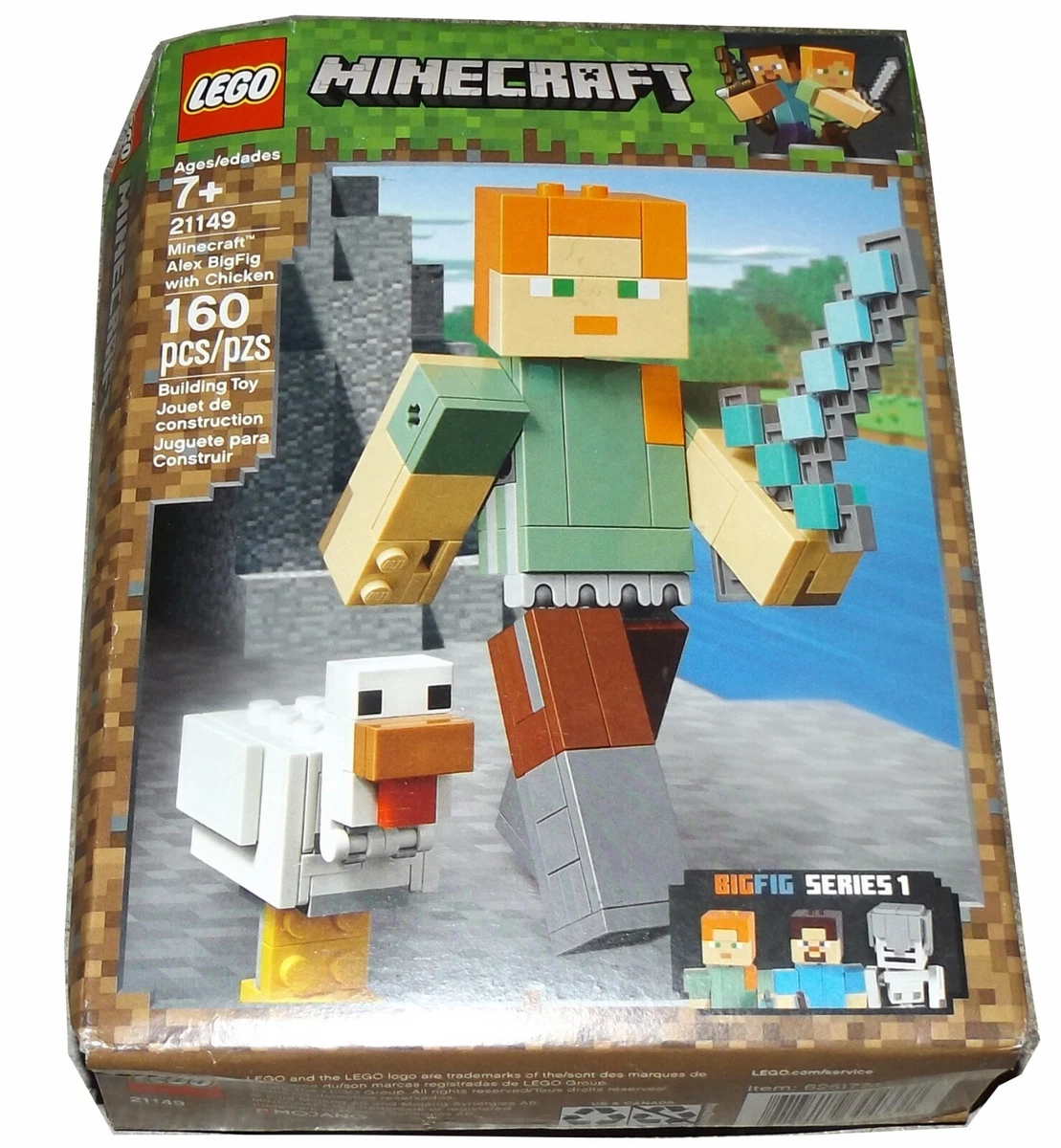 LEGO Minecraft Alex BigFig with Chicken ~DAMAGED BOX~ 673419304337 eBay