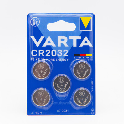 5x CR2032 2032 CR-2032 VARTA Lithium Knopfzellen 3,0V Blister-Verpackung