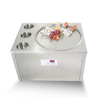 Kolice Commercial 45cm (18'' ) Fry Ice Cream Machine Single Round Pan With 3 Tank