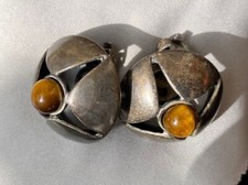 Coppia orecchini OTTAVIANI argento con pietra marrone - vintage