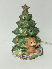 Vintage Christmas Tree Ceramic Light With Teddy Bear Night Light