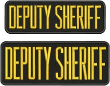 D SHERIFF EMB PATCH 4X11 3X10 HOOK ON BACK GOLD ON BLACK