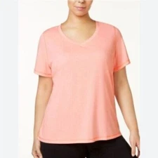 IDEOLOGY Womens Moisture Wicking Heather Short Sleeve Neck T-Shirt spring tulip