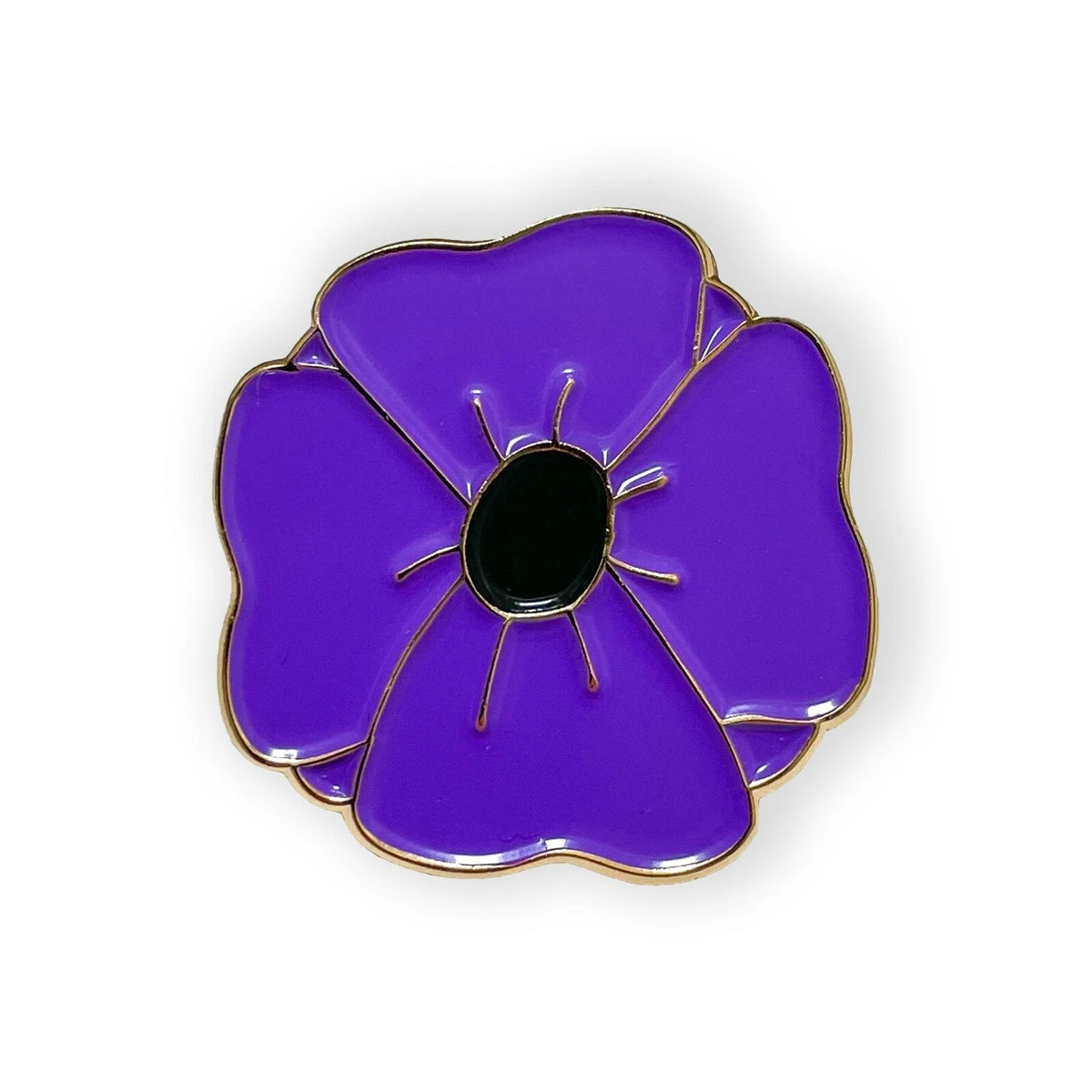 PURPLE POPPY ENAMEL PIN BADGE ANIMALS OF WAR REMEMBRANCE
