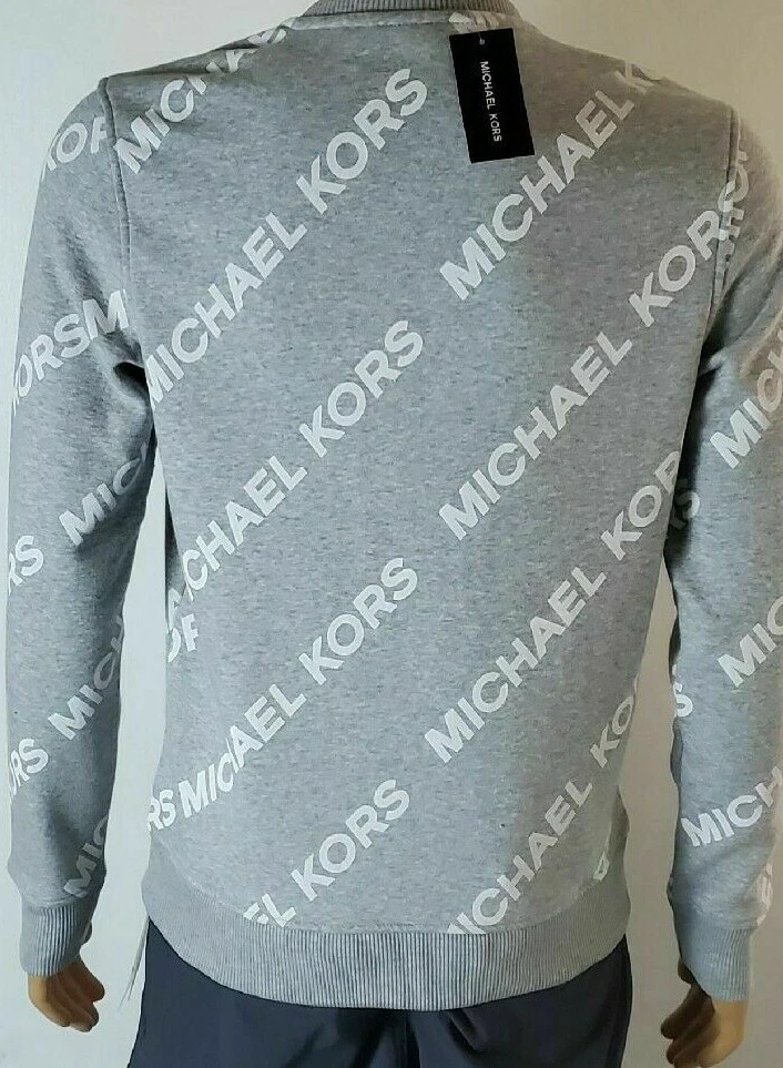 Interminable Productos lácteos reparar NWT $79.50 Michael Kors Mens All Over Print Pullover Crewneck Sweatshirt  GREY S | eBay