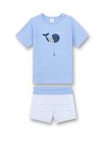 Jungen Shorty / Kurzer Schlafanzug Wal,Hellblau V. Sanetta Gr. 98