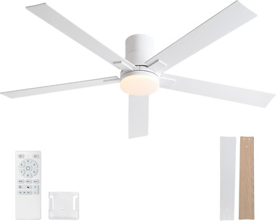 60'' White Ceiling Fan with Lights, Remote & 6 Speed Reversible DC Motor