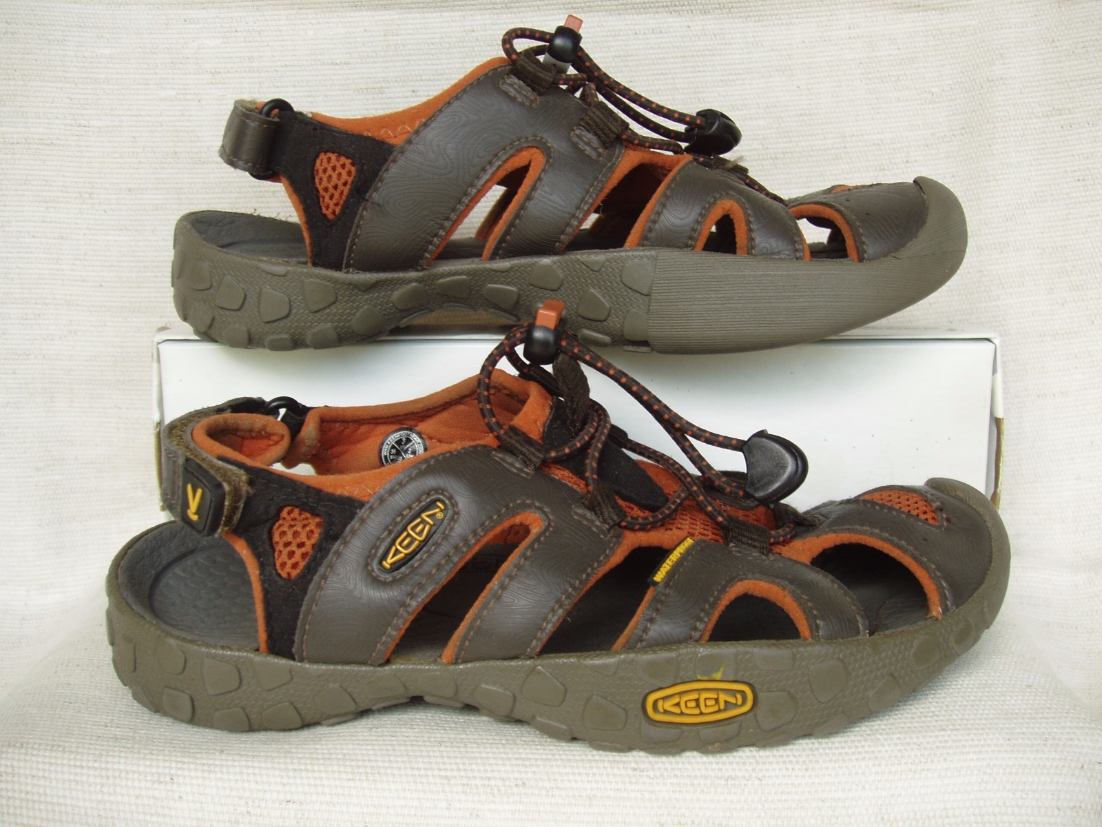 Youth Shoes Sandals Keen Sz 3 Textile Leather Brown Excellent