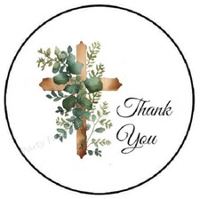THANK YOU EUCALYPTUS CROSS ENVELOPE SEALS LABELS STICKERS PARTY FAVORS