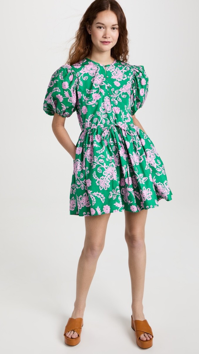 Xirena Aurie Cotton Puff Sleeve Mini Dress L with pockets