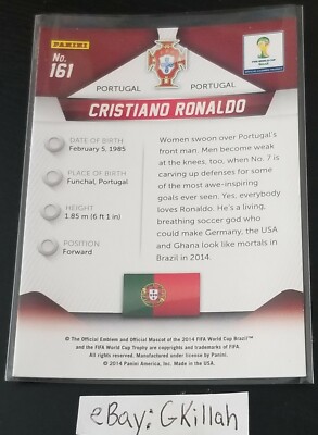 2014 Panini Prizm World Cup Cristiano Ronaldo Base #161 Portugal
