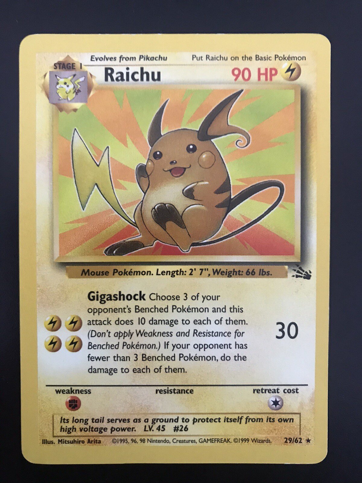 Raichu - Fossil - 29/62 - Rare - WOTC - NM