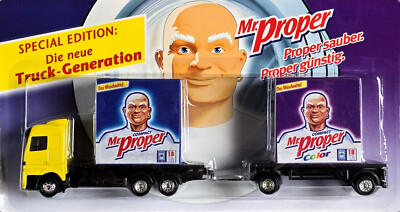 Mr. Proper Truck Model Advertising Truck Minitruck Collector Truck MB Actros Low Loader + Trailer