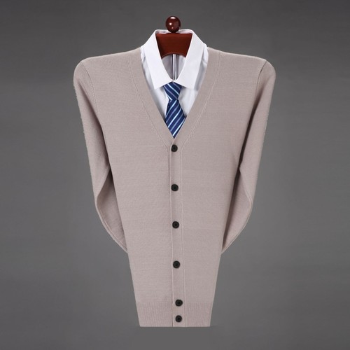 Herrenmode V-Ausschnitt lässig Langarm Cardigan Pullover Mantel Unterteil Strickwaren Oberteil - Bild 8 von 28