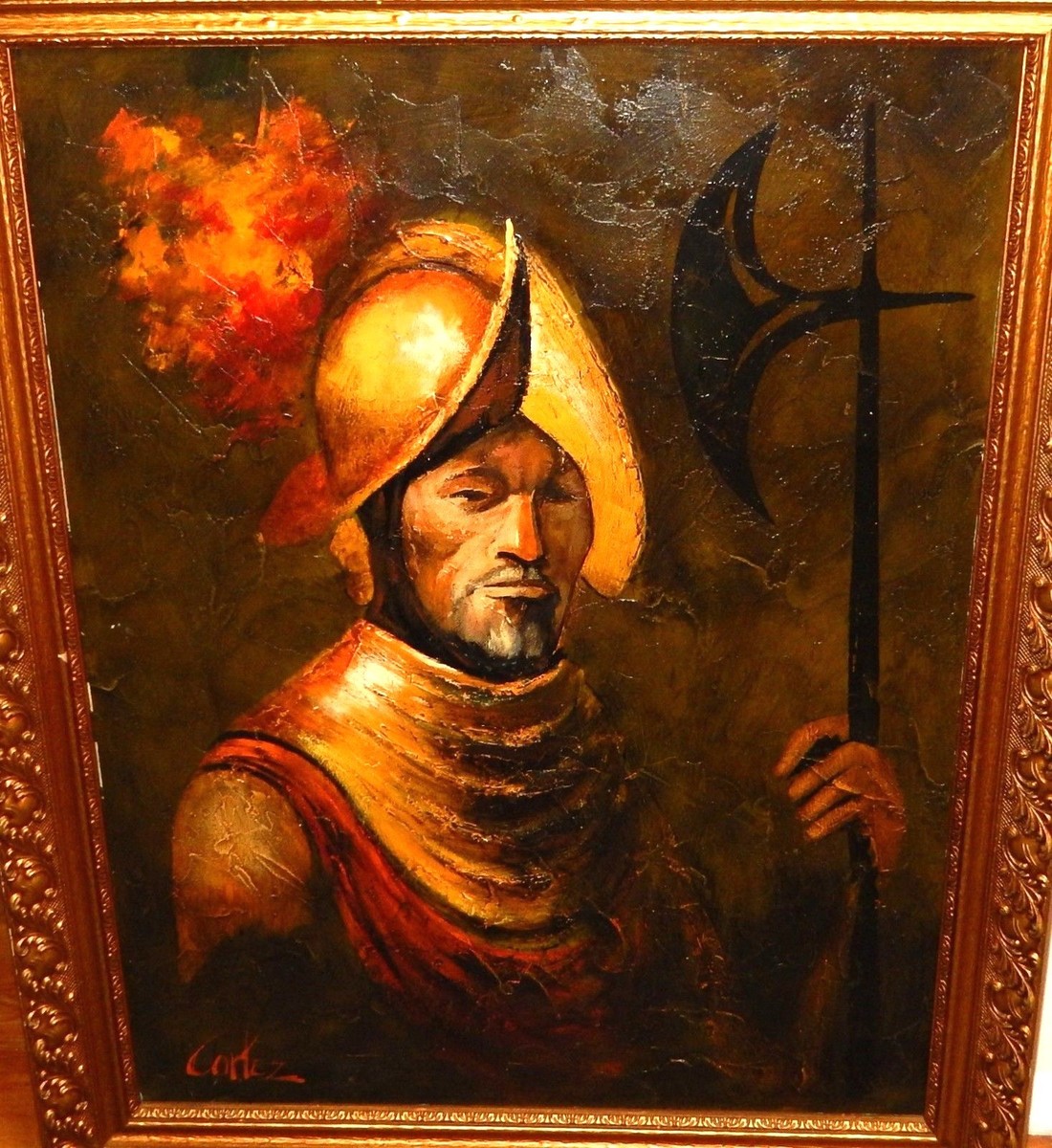 CORTEZ HUGE ORIGINAL OIL ON BOARD KNIGHT MUSEUM QUALITY PAINTING
