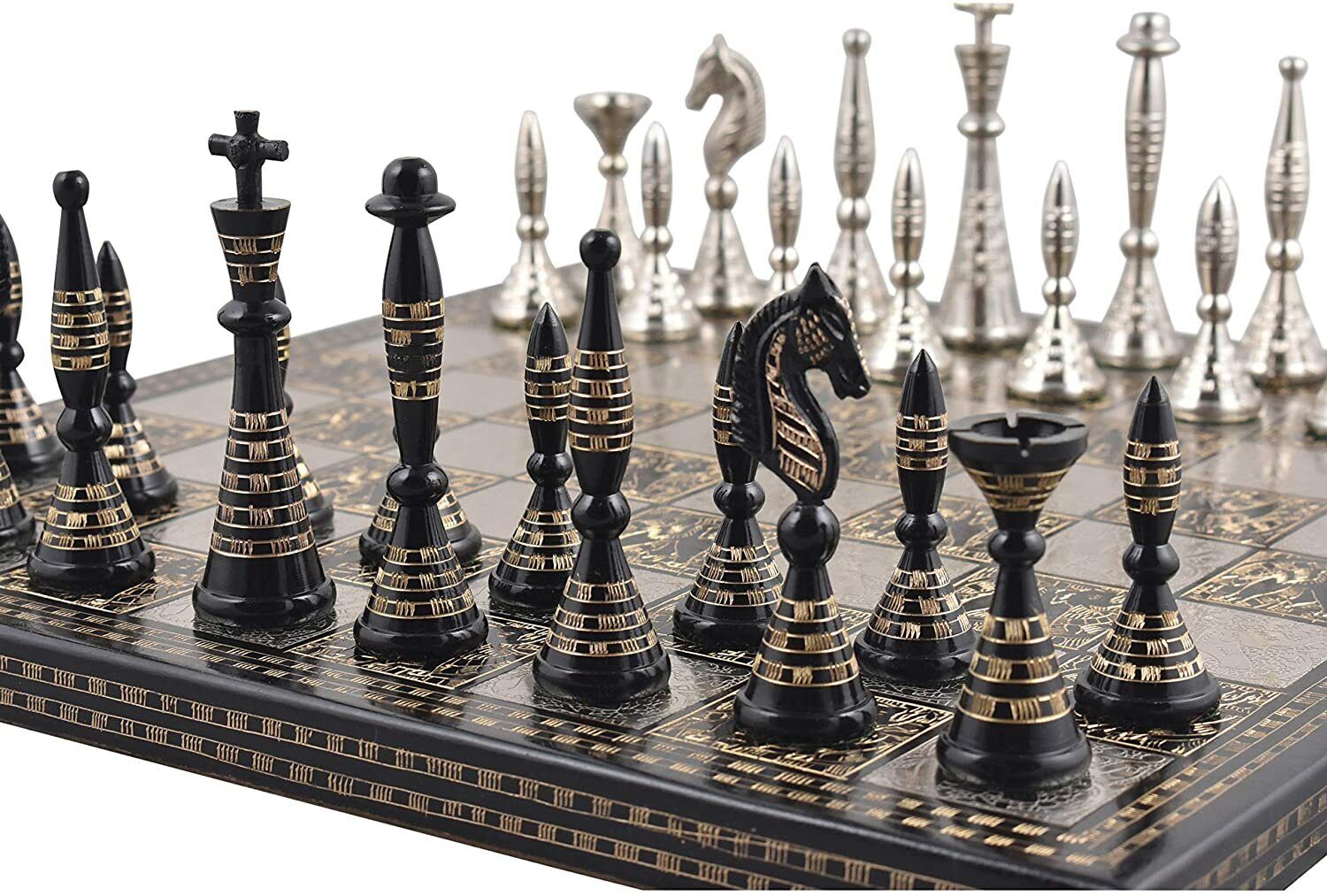 Collectible Premium Metal solid Brass Large Chess board set for