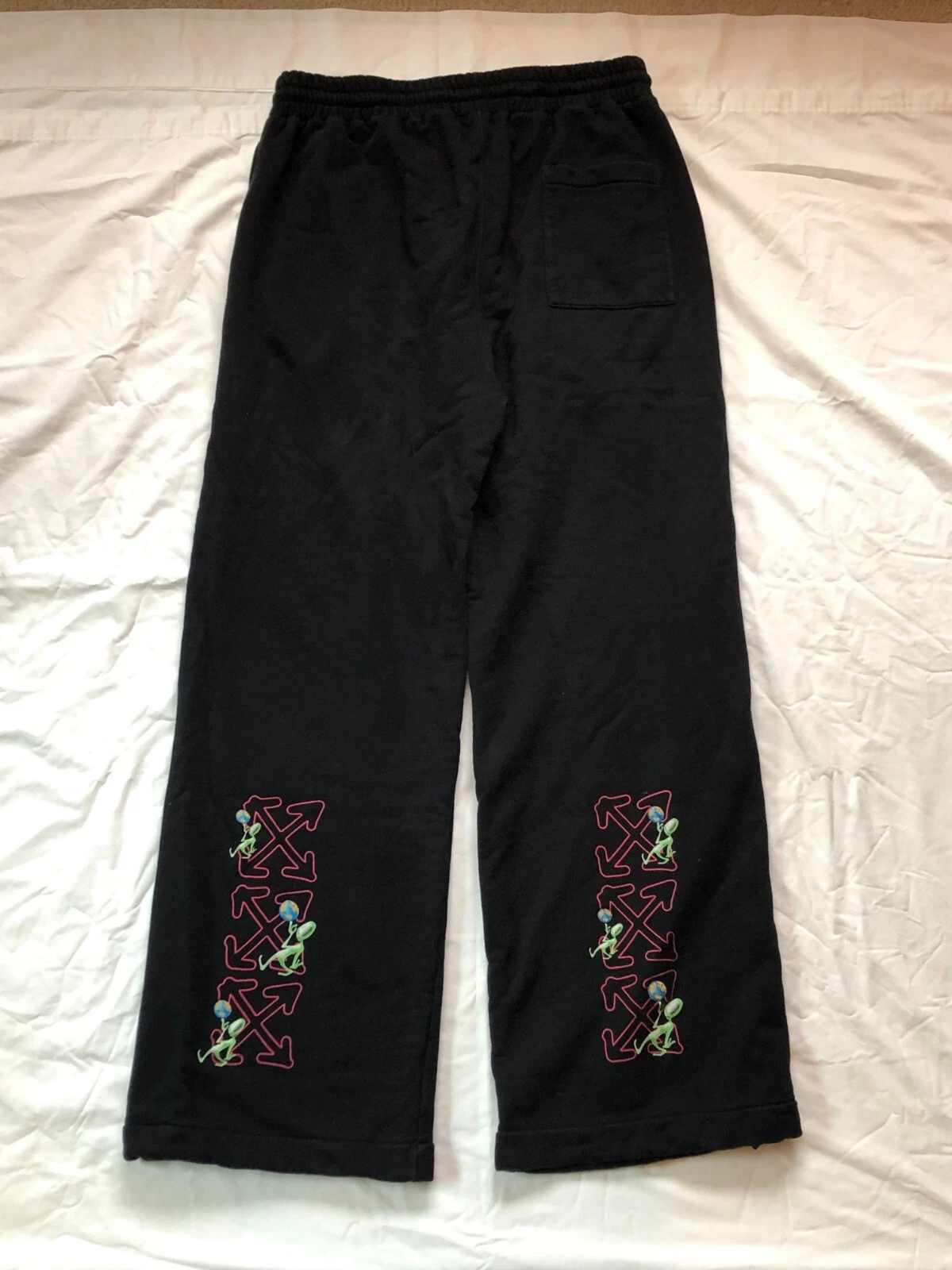 OFF WHITE Felpa con cappuccio e pantaloni della tuta Alien Arrow bianchi sporchi taglia large autentici