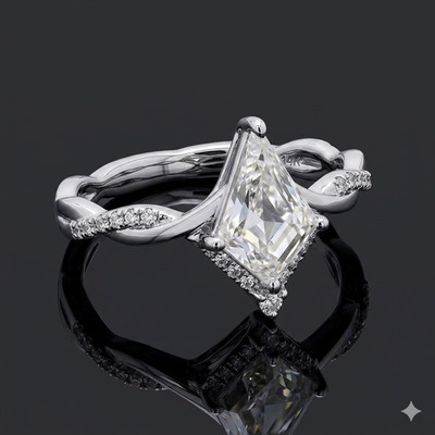 Kite Cut Lab-Created Moissanite Solitaire Engagement Ring 925 Sterling Silver