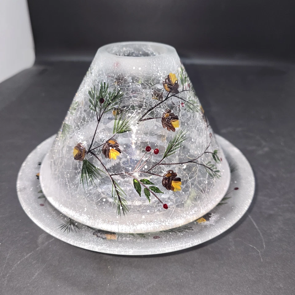 Yankee Candle Piñas y Bayas Tarro de Vidrio Craquelado Pantalla de Vela y Plato Bajo Foto 2 de 4