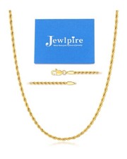 14K Plated Gold Chain Necklace for Men, 3mm Rope Chain Gold Chain for Men Stu...