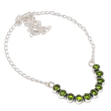 Peridot Gemstone Handmade 925 Steling Silver Necklace Jewelry For Thanksgiving
