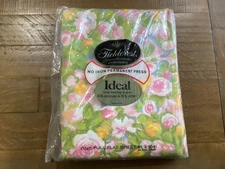Vintage NOS Fieldcrest Ideal No Iron Full Flat Sheet ~  Pink&orange Floral