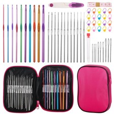 Crochet Hooks Set, 54 Pack Needles Set 0.6Mm To 6.5Mm, Rose Red