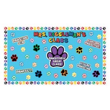 Fun Express 2" - 6" Inspirational Paw Print Cardstock Bulletin Board Set - 20 Pc