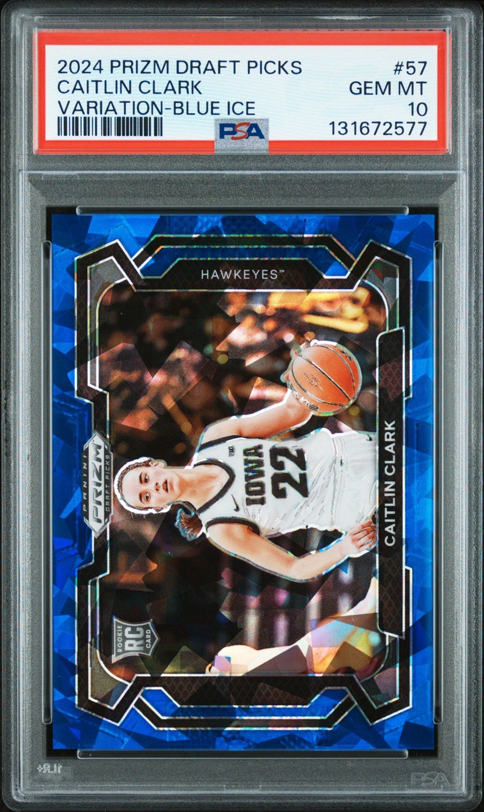 2024 Prizm Draft Picks Caitlin Clark Variation Blue Ice Rookie RC /99 #57 PSA 10